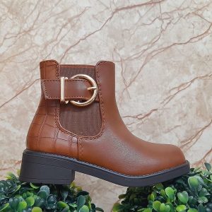 bota de criança castanha com elastico