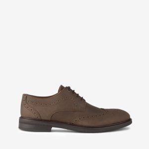 SAPATO DERBY WINGTIP BROGUE DE ATACADOR EM PELE NOBUCK VINTAGE