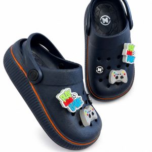 Babuche Infantil Masculino com Pins e Led Azul Marinho