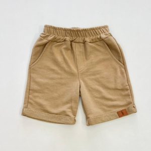 Bermuda Infantil Masculina Básica Bege com bolsos