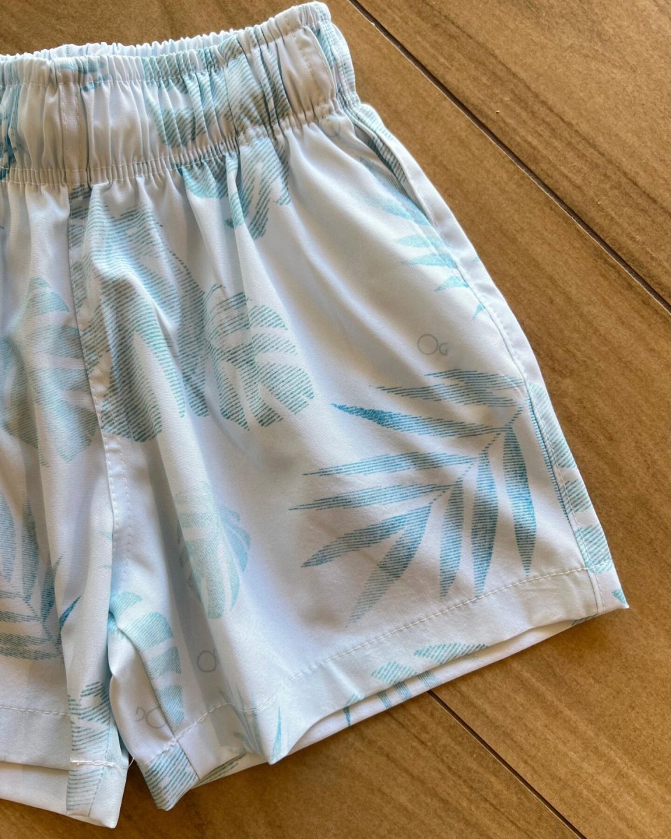 Bermuda Boxer Infantil Masculina Folhagem Fundo Azul Claro - Image 3
