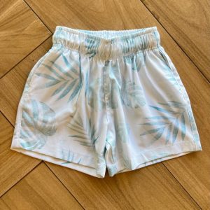 Bermuda Boxer Infantil Masculina Folhagem Fundo Azul Claro